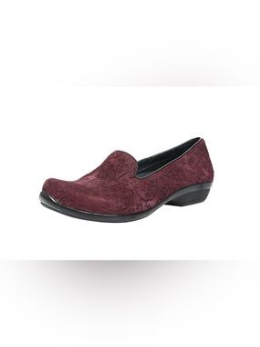 Dansko Olivia Loafers Claret Paisley Floral Suede Women 40 Purple